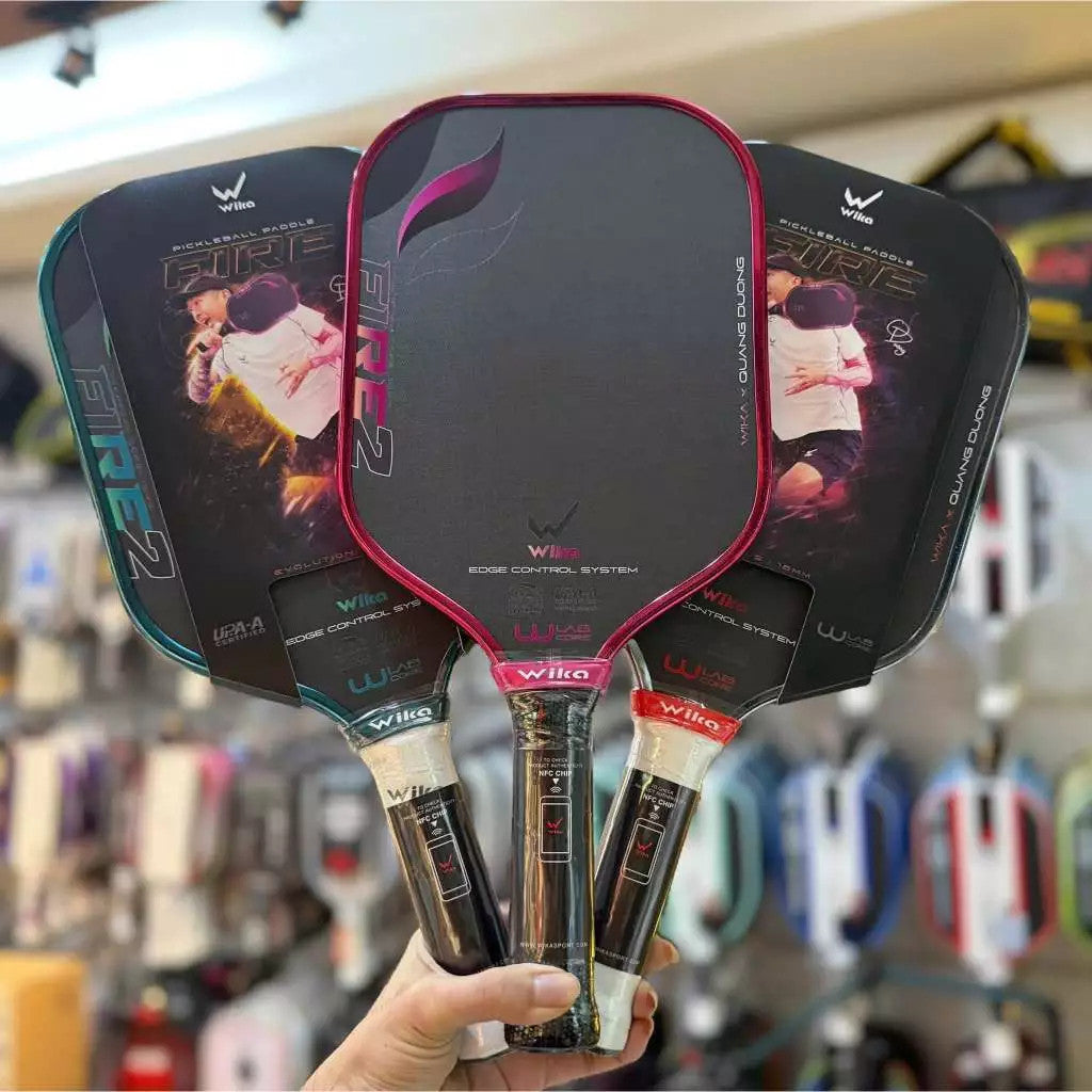 Genuine WIKA QD Fire 2 Quang Duong 16mm Pickleball Racket, XK100 Carbon, Hybrid 2.0 Core, UPA-A